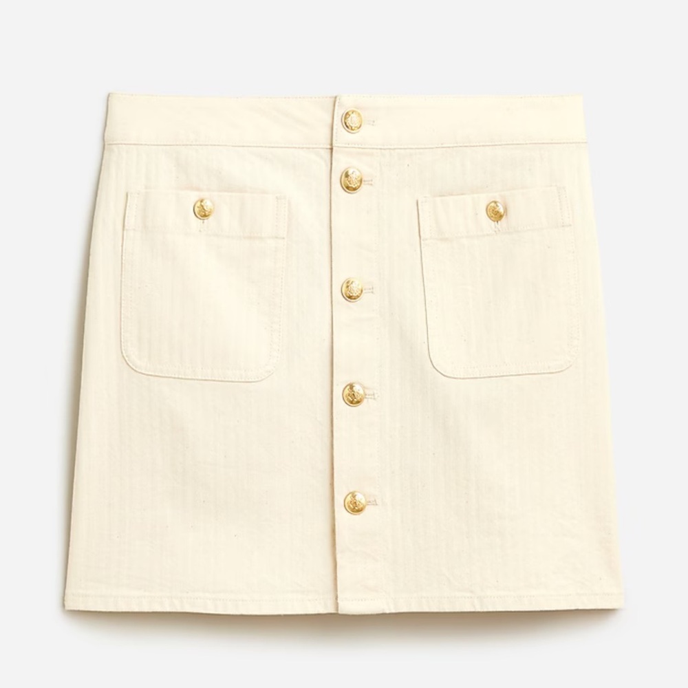 Textured denim mini skirt in ecru NWT